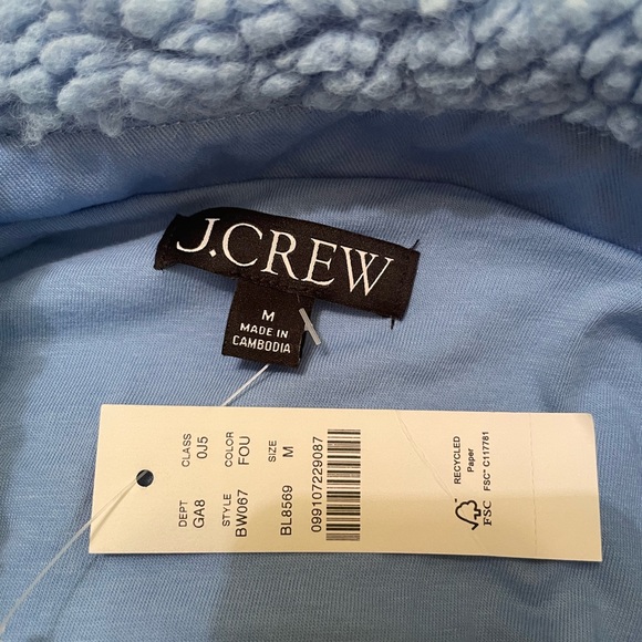 J. Crew Blue Faux Sherpa Barn Jacket Size M NWT - Picture 3 of 6